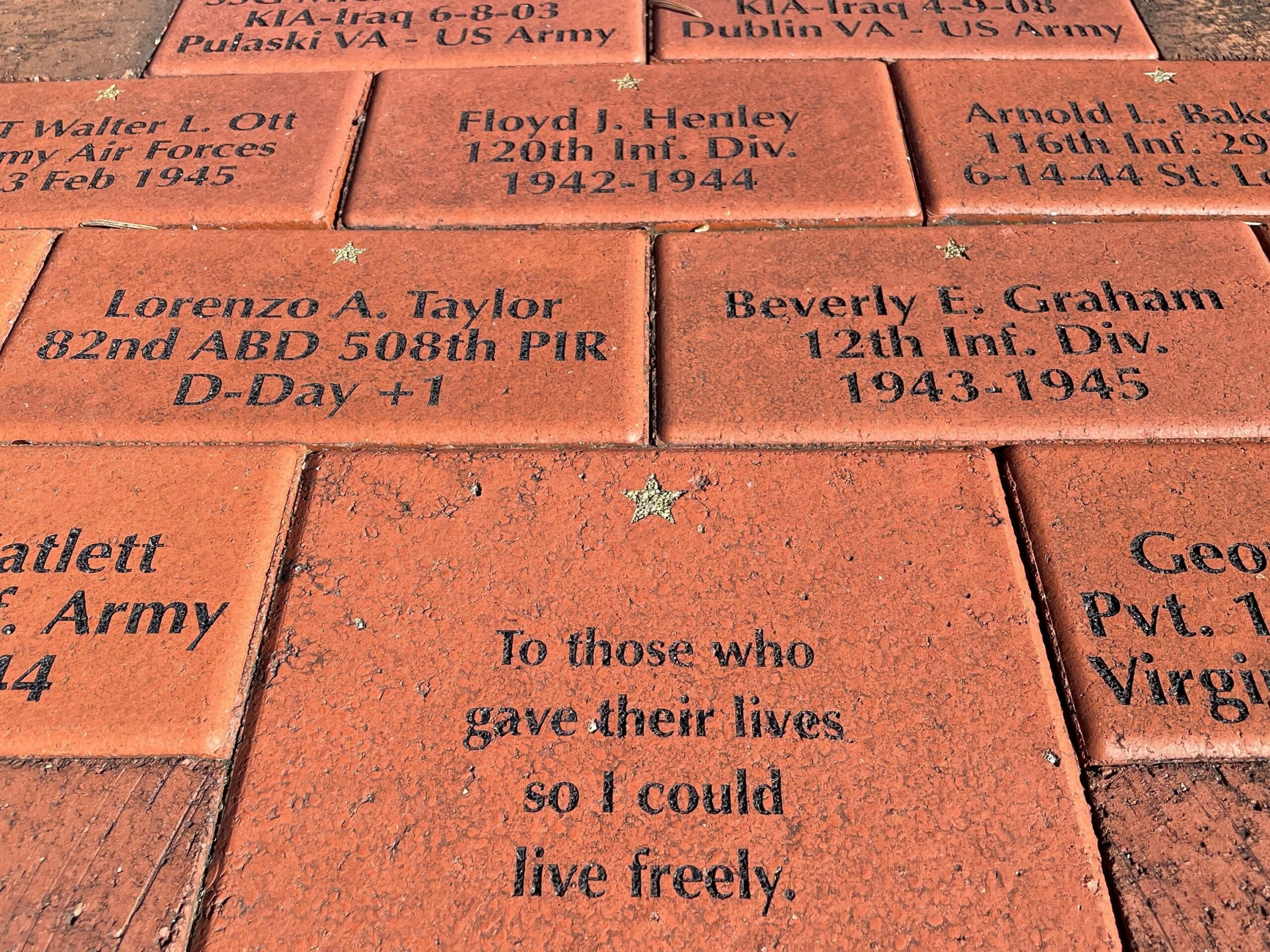 Gold Star commemorative bricks